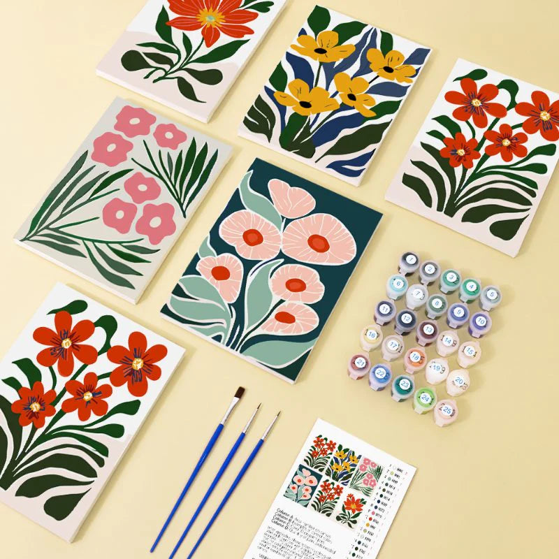 6 mini-tableaux - Ensemble de fleurs