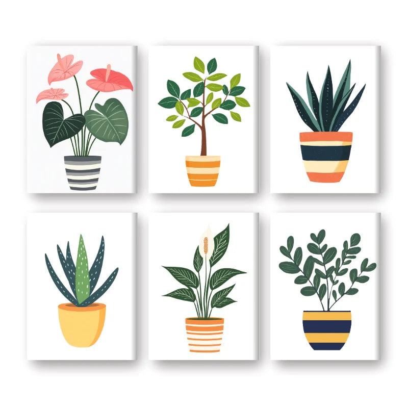 6 mini-tableaux - Plantes botaniques