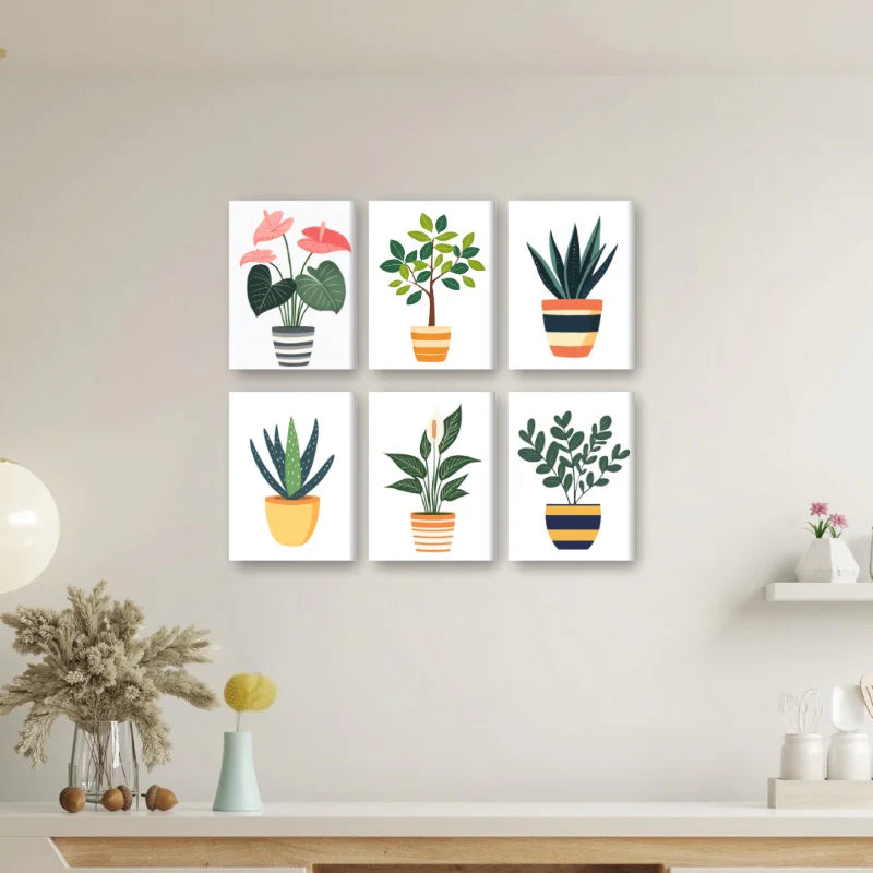 6 mini-tableaux - Plantes botaniques