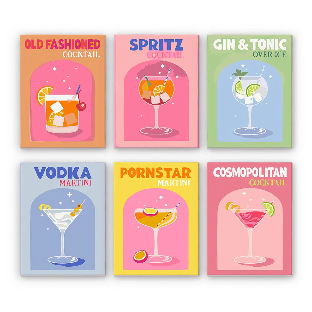 6 mini-tableaux - Coffret cocktail coloré