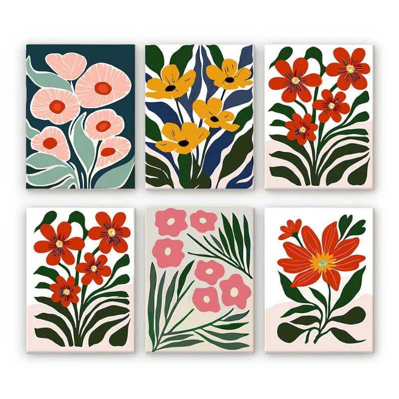 6 mini-tableaux - Ensemble de fleurs