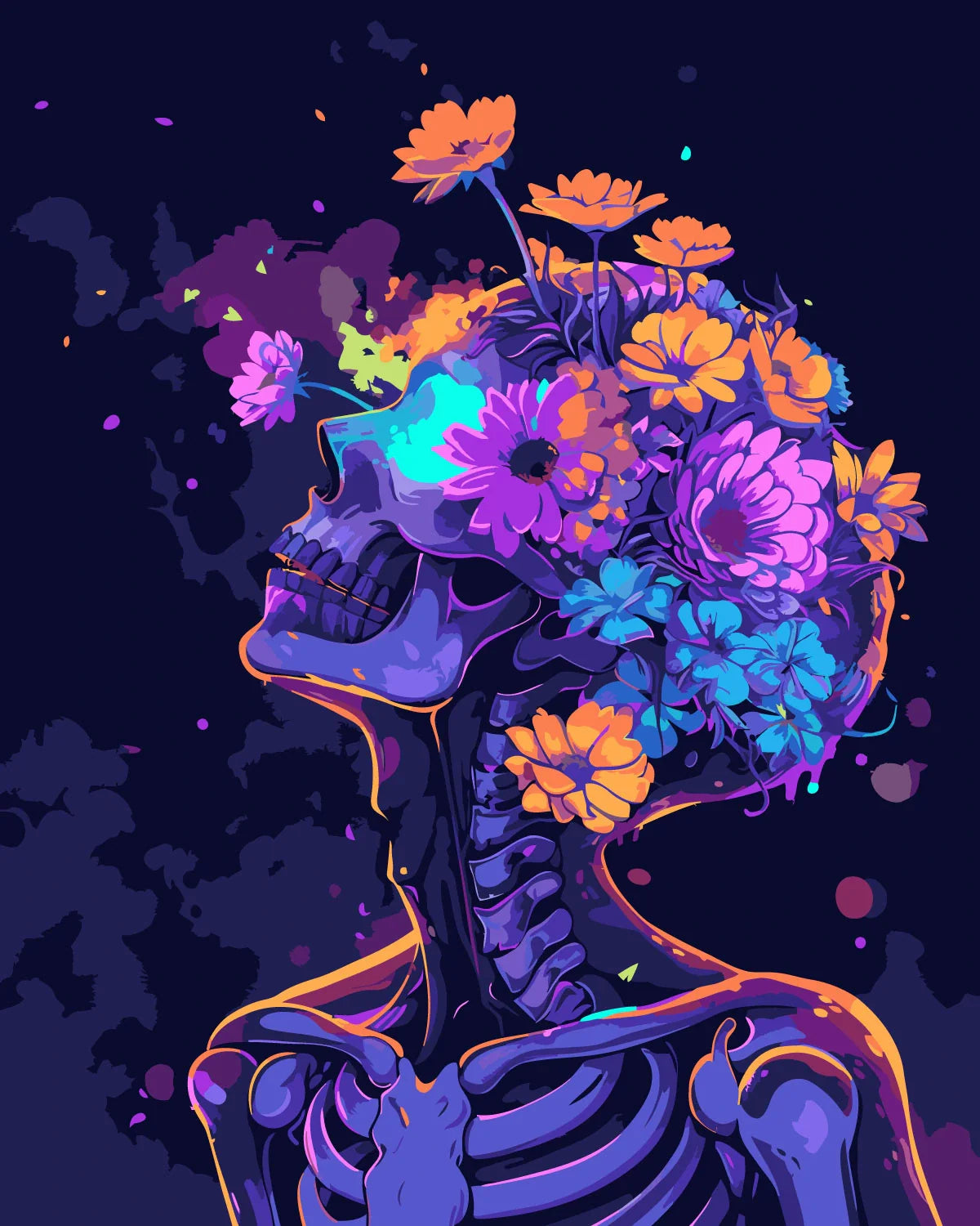 Squelette fleuri