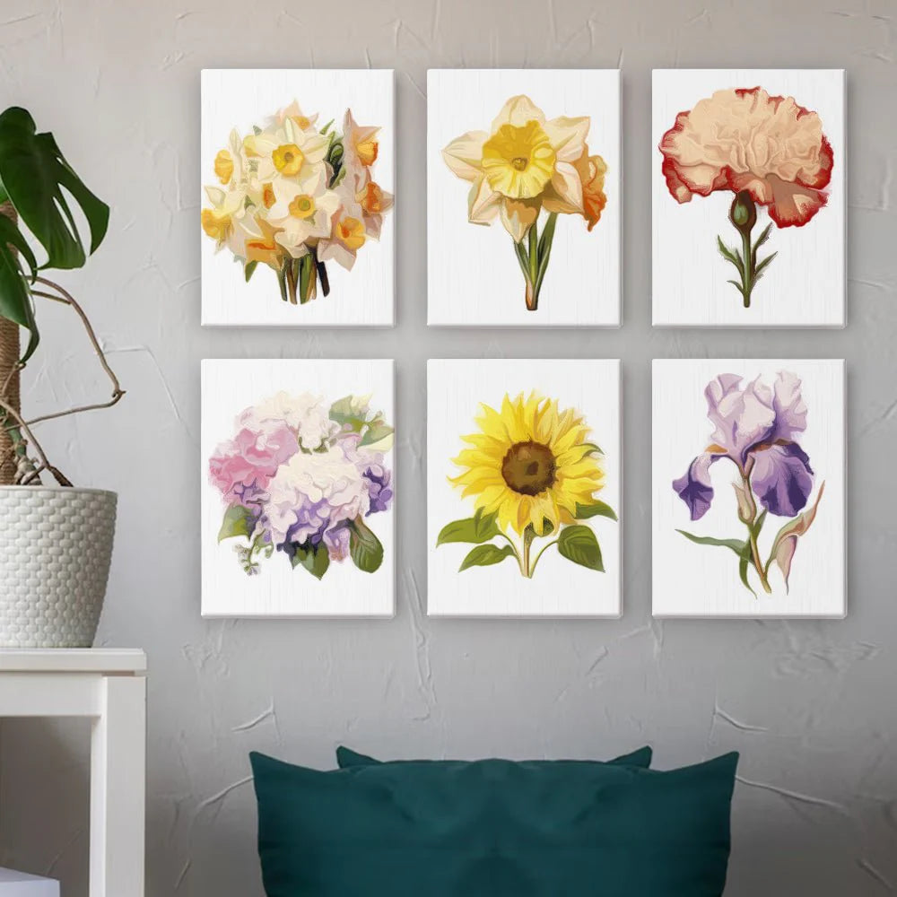 6 mini-tableaux - Fleurs