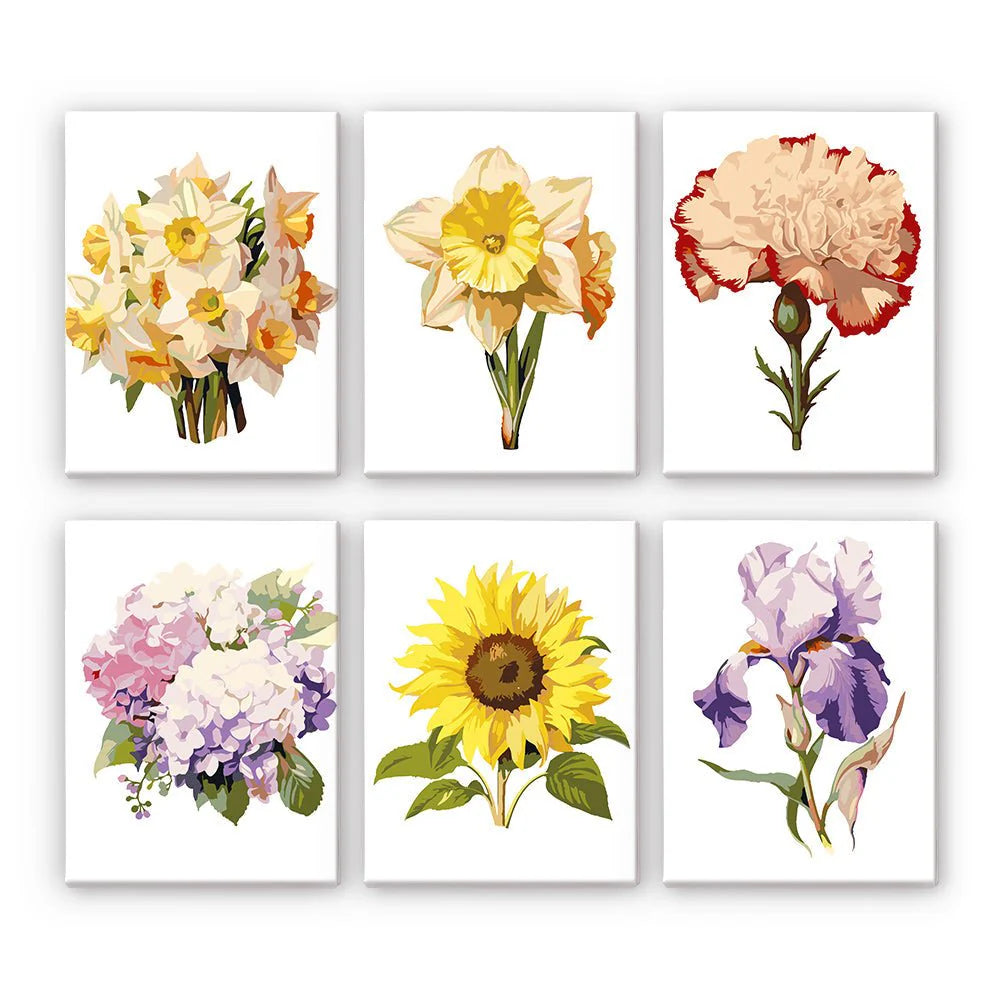 6 mini-tableaux - Fleurs