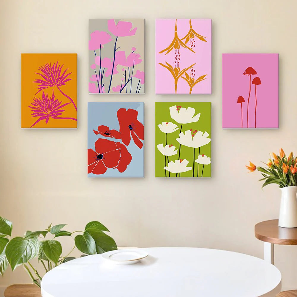 6 mini-tableaux - Fleurs 2