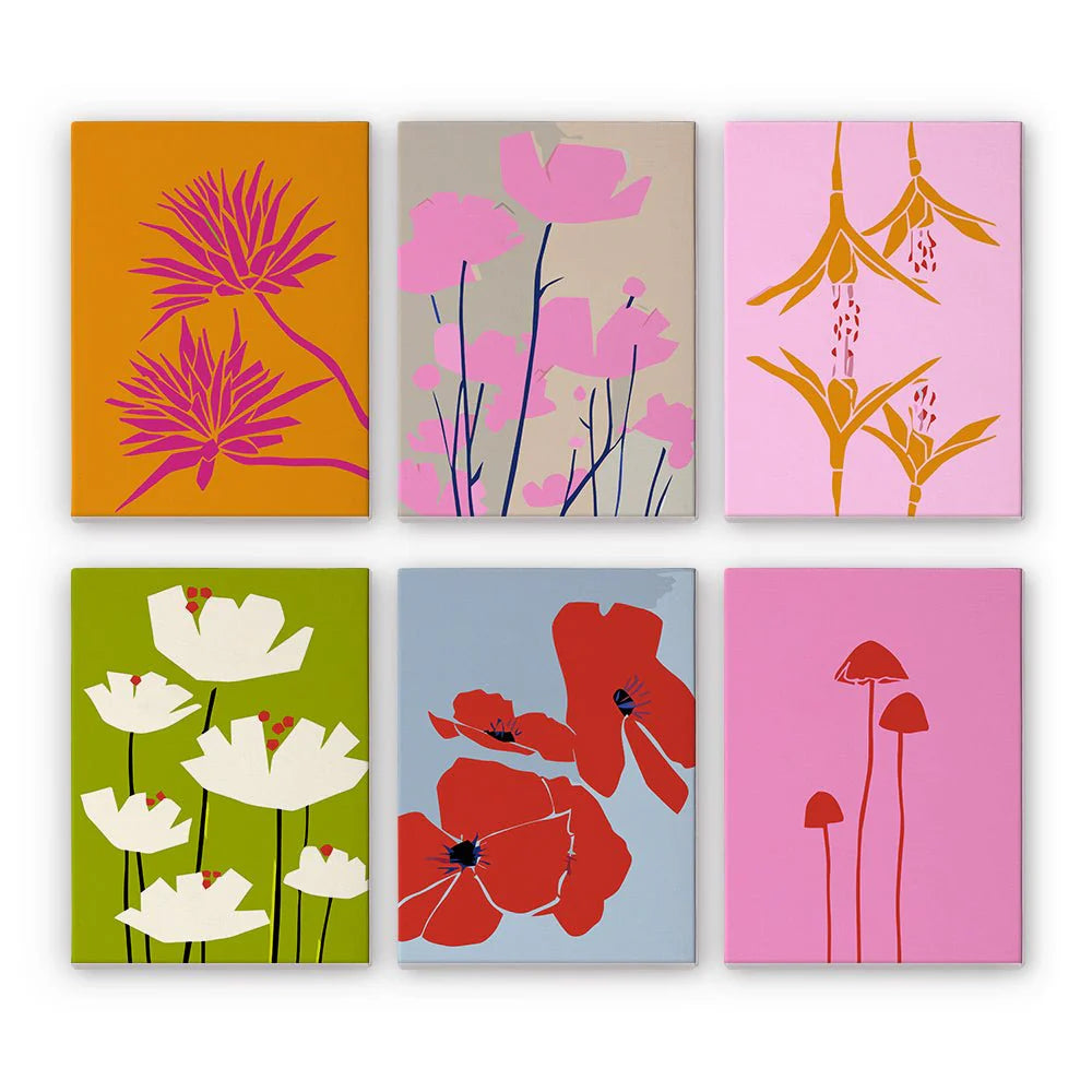 6 mini-tableaux - Fleurs 2
